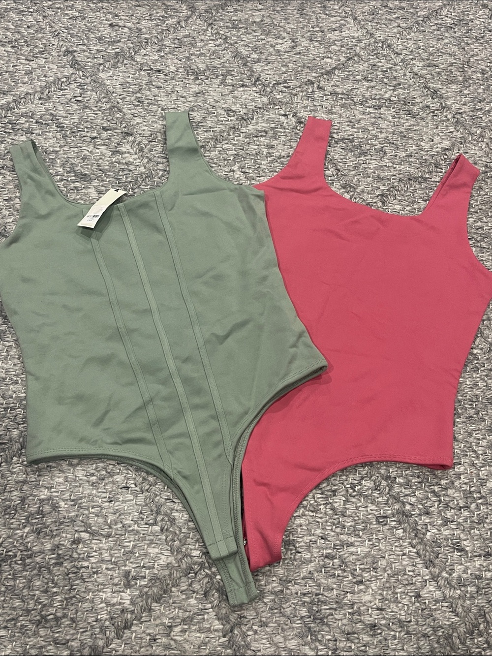 Blue Rain Kids One-Piece Bodysuits in Sage Green and Rose Pink